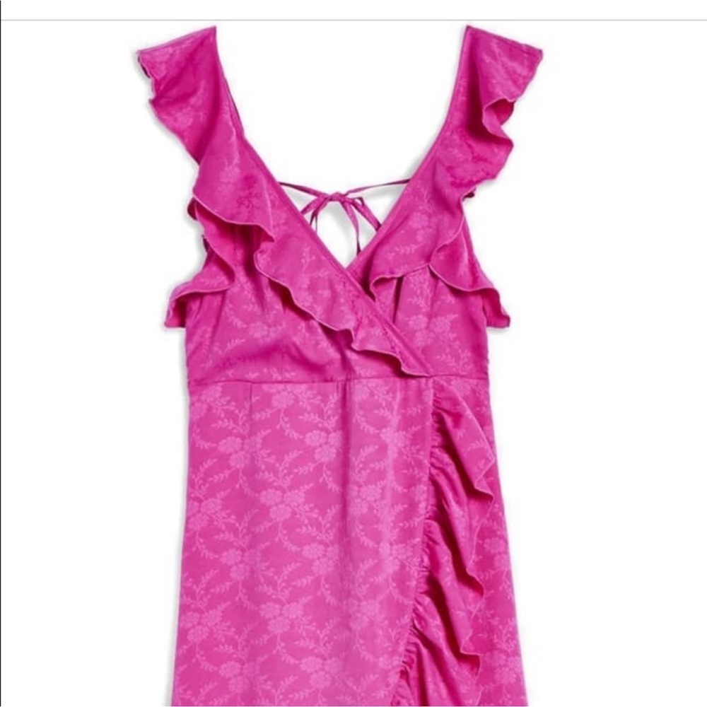 TOPSHOP Fuchsia Wrap Dress Layered with Ruffles size 0 - Picture 6 of 13